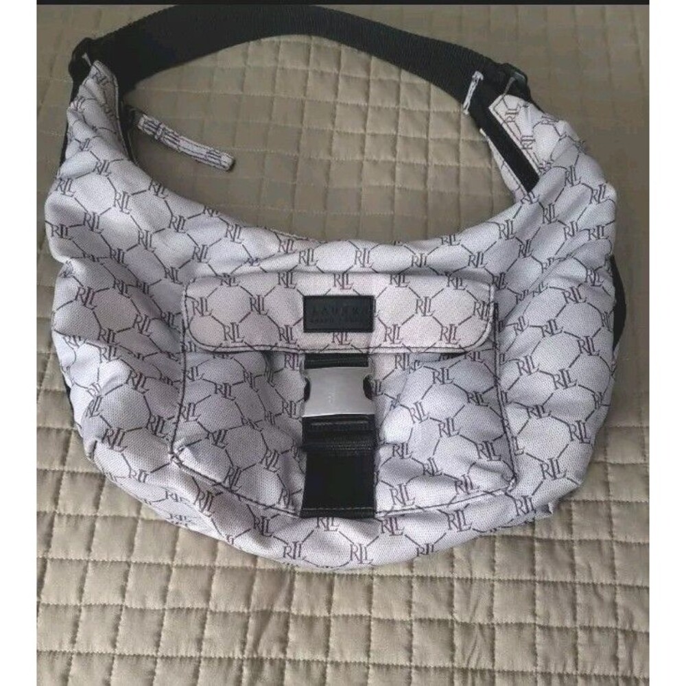 Ralphβ Lauren Beige & Black Monogram Handbag β PreβOwned
